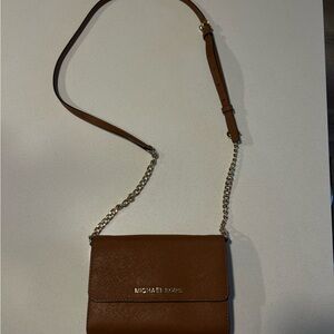 Michael Kors Tan Leather Crossbody with Chain Strap